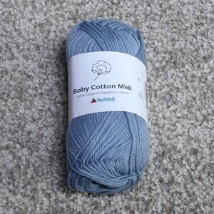 Hobbii Baby Cotton Midi Blue Color 07 100% Organic Egyptian Cotton Yarn 50g